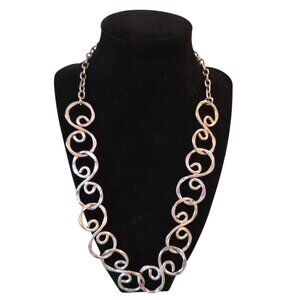 Silver-tone Swirl Design Necklace 20 Inch Fashion Scrolled Scrollwork